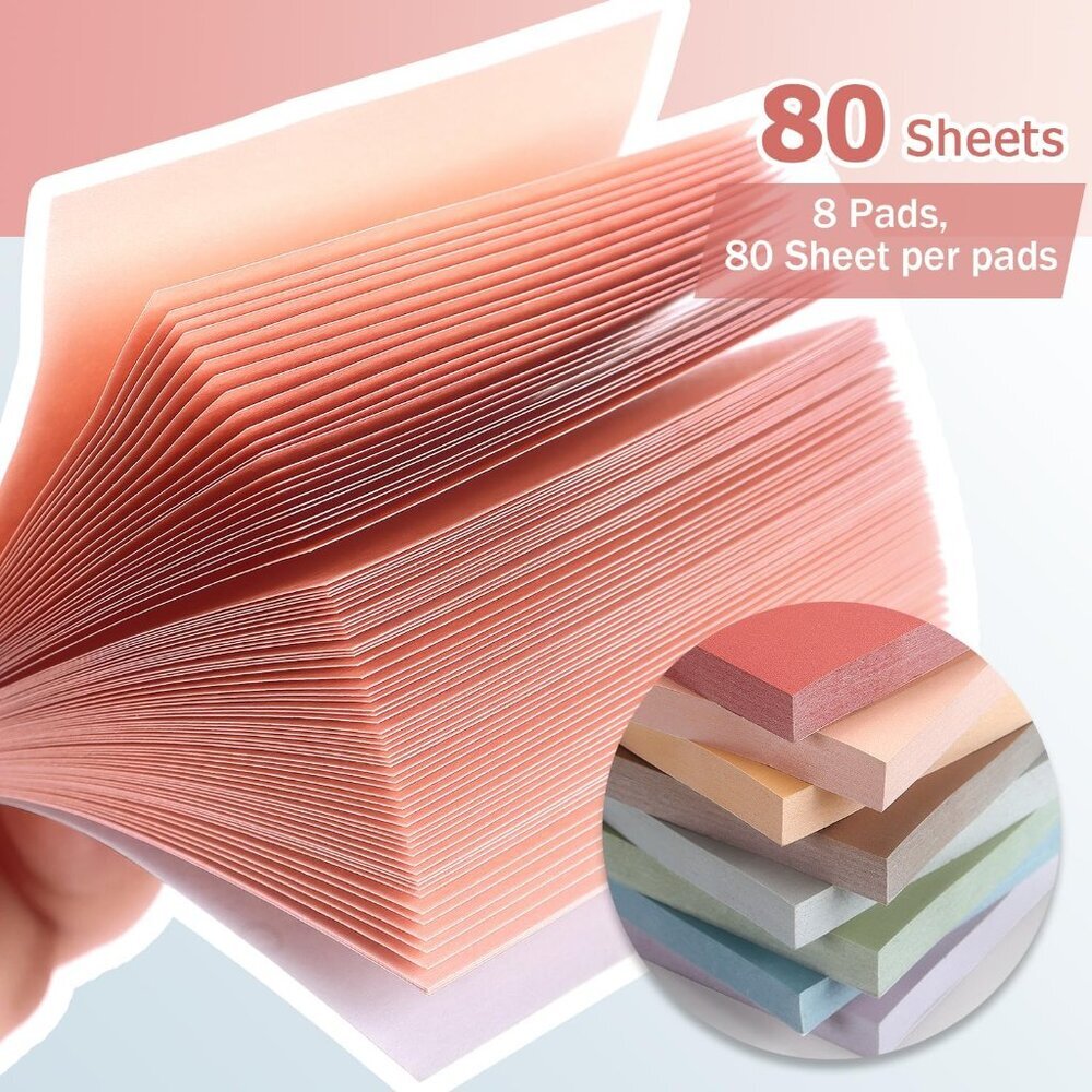Sticky Notes 8 Vintage Colors 3x3in, Self-Stick Notes Pads with Easy to Post for - Picture 6 of 7
